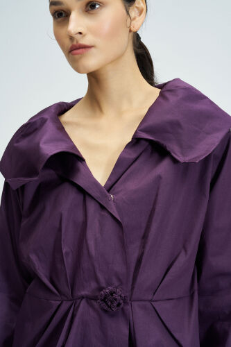 Wide Collar Shirt - Purple - 5