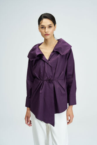 Wide Collar Shirt - Purple - 2