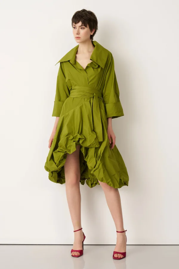 Yeşil Etek Ucu Balon Beli Kemerli Kythera Kap - 2