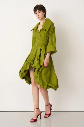 Yeşil Etek Ucu Balon Beli Kemerli Kythera Kap - 3