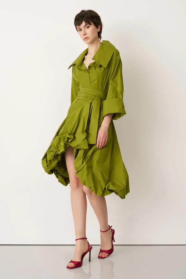 Yeşil Etek Ucu Balon Beli Kemerli Kythera Kap - 3