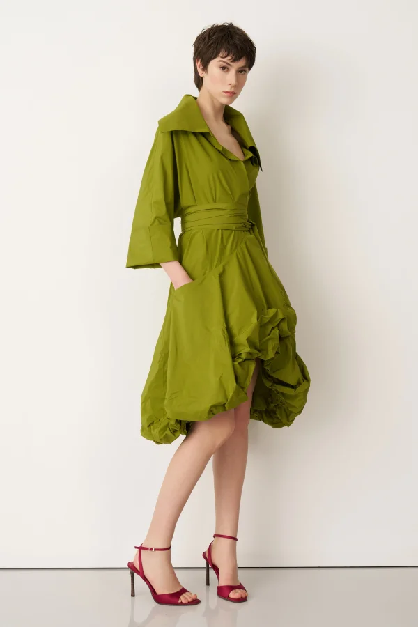 Yeşil Etek Ucu Balon Beli Kemerli Kythera Kap - 4