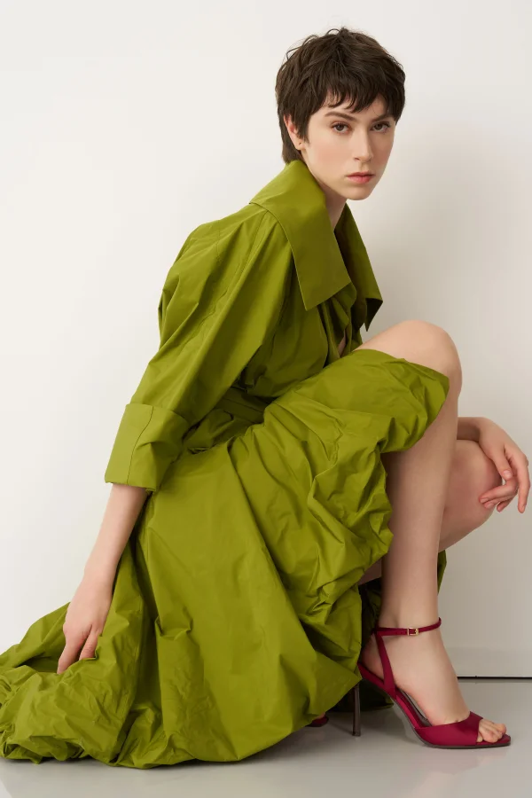 Yeşil Etek Ucu Balon Beli Kemerli Kythera Kap - 5