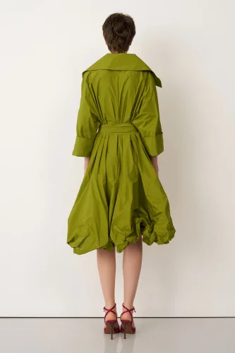 Yeşil Etek Ucu Balon Beli Kemerli Kythera Kap - 6