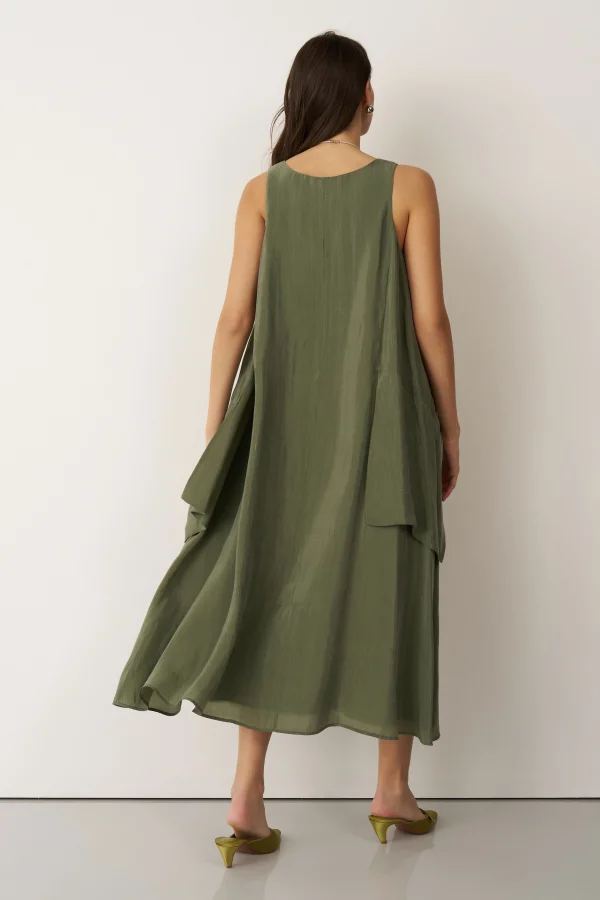 Yeşil Kolyeli Büyük Cepli Mykonos Elbise - 5