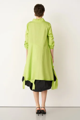 Yeşil Önü Baskılı Etek Ucu Büzülebilen Megalo Tunik - 5