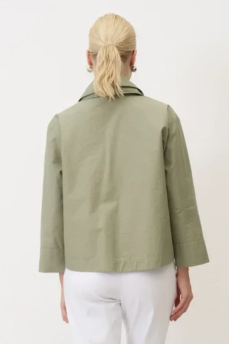 Yeşil Uzun Kol Geniş Yaka Korakas Gömlek - 5