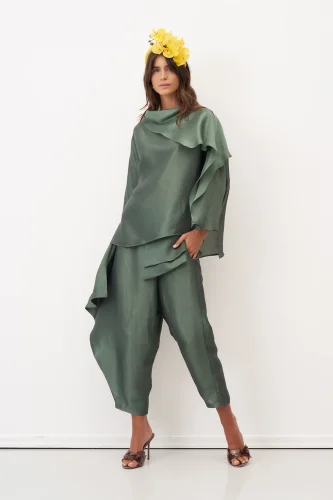 Yeşil Yakası Kola Uzanan Rhodes Bluz - BIZE (1)